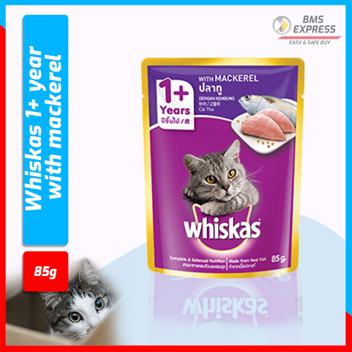 Whiskas 1+ year with mackerel cat food 85g